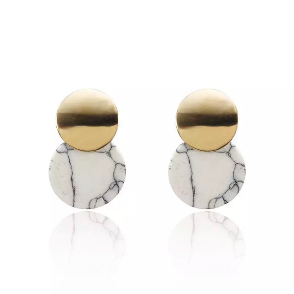 Gold & White marble Earrings 🎁  BUNDLE EARRINGS - 2/$32 OR 5/$65 🎁
